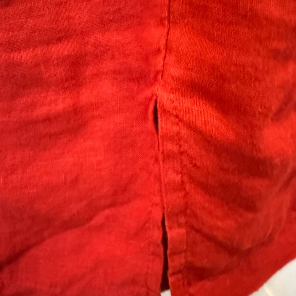 Elegant Red Sleeveless Edgy Linen Dress - Picture 7 of 12